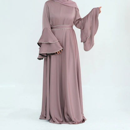 Hand Beading Double-Layered Bell Sleeves Nida Abaya Dress #25935