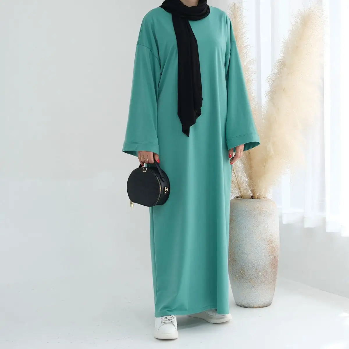 Solid Color Plain Abaya Dress