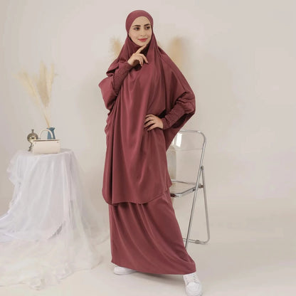 2 Pieces Set Jilbab Skirt Suit With Tops Robe Jilbab And Skirt