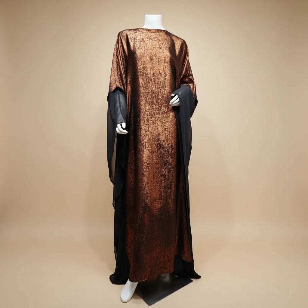 Bronzing Batwing Sleeve Farasha Abaya Dress For Muslim Women #25233