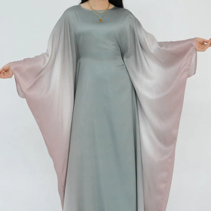 Butterfly Gradient Batwing Sleeve Women Farasha Abaya Dress