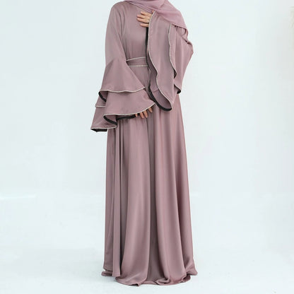 Hand Beading Double-Layered Bell Sleeves Nida Abaya Dress #25935