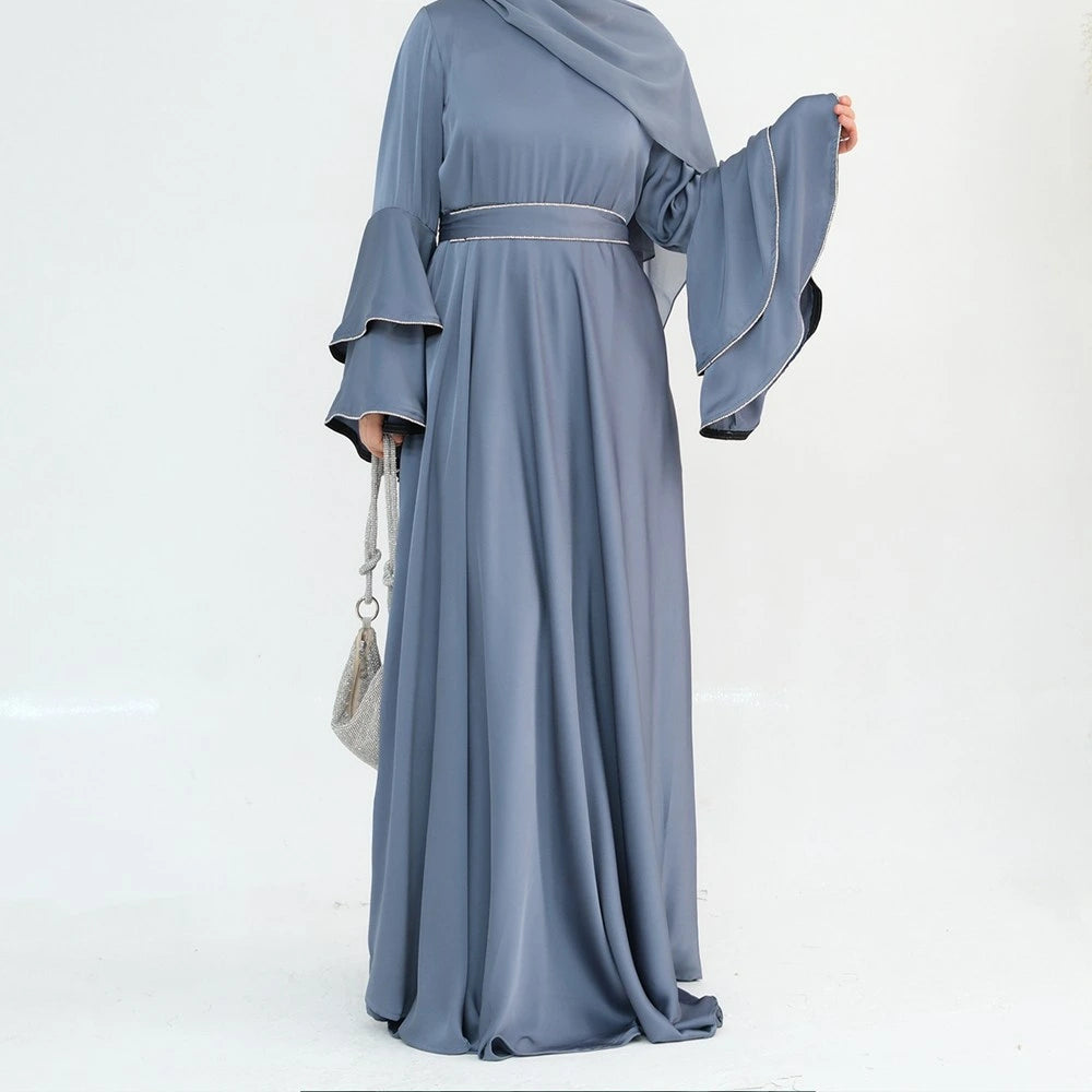 Hand Beading Double-Layered Bell Sleeves Nida Abaya Dress #25935