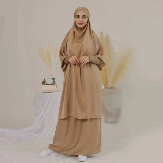 2 Pieces Set Jilbab Skirt Suit With Tops Robe Jilbab And Skirt