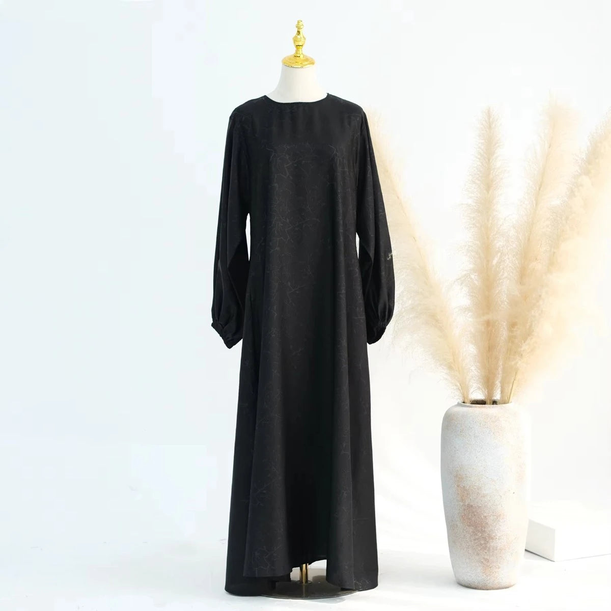 3D Jacquard Satin Abaya Dress #24009