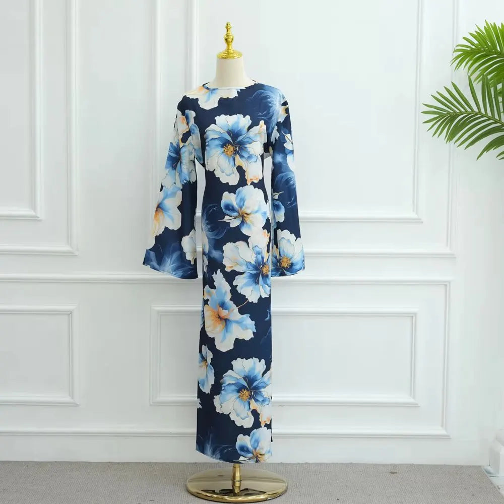 Muslim Women Floral Printed Abaya Dress #251123