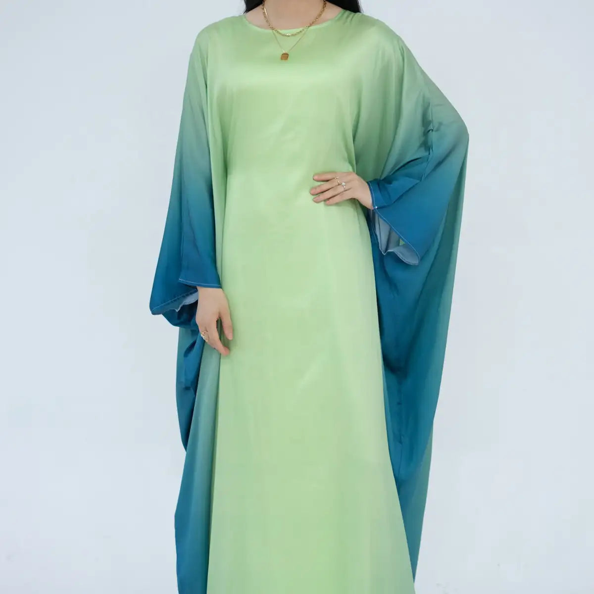 Butterfly Gradient Batwing Sleeve Women Farasha Abaya Dress