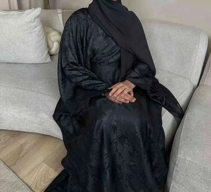 3D Jacquard Satin Abaya Dress #25002