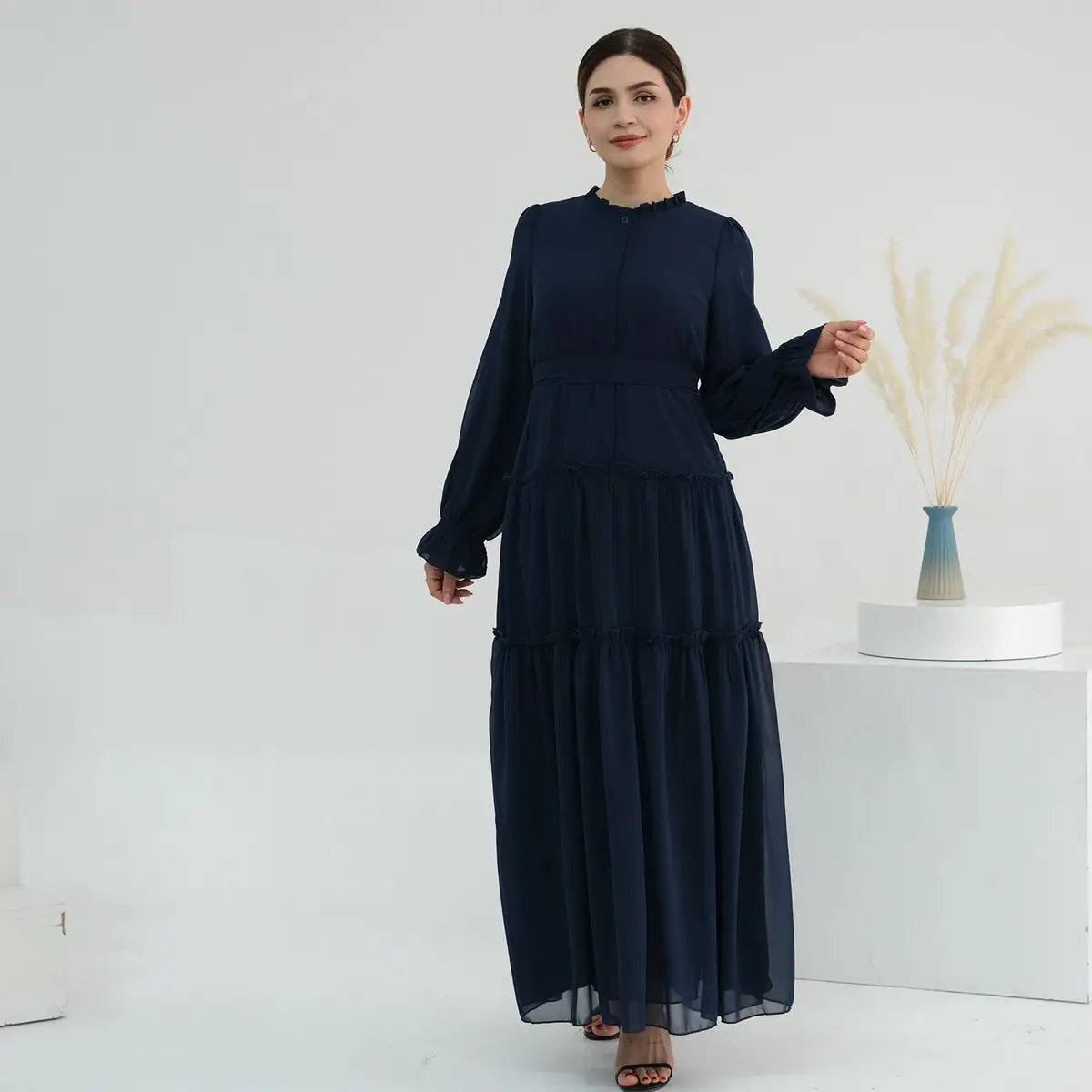 Muslim Women Solid Color Chiffon Abaya Dress – Urgarment