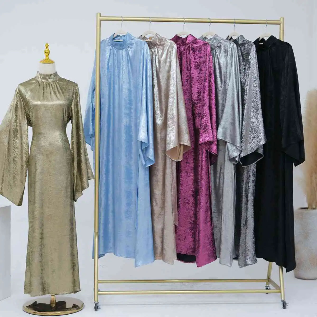 Muslim Women Bronzing Gleam Abaya Dress