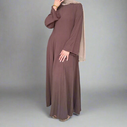 Adjustable Back Strap Linen Cotton Blended Abaya Dress #25941