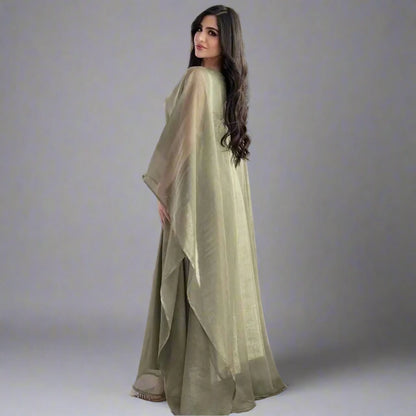 2 Pieces Set Batwing Sleeve Farasha Abaya Dress With Inner Dress