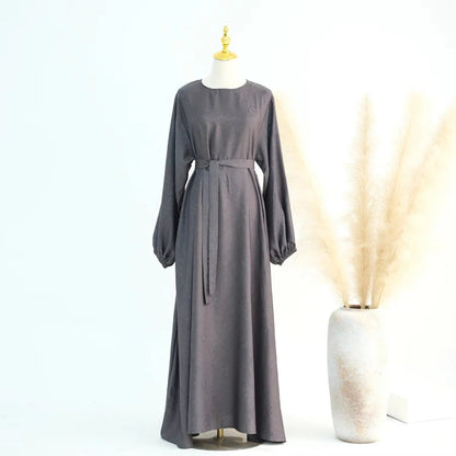 3D Jacquard Satin Abaya Dress #24009