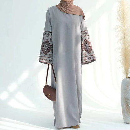 Embroidery Cuff Abaya Dress #24901