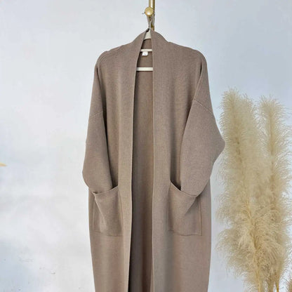 Winter Thick Knitted Abaya Coat And Inner Vest Abaya Dress