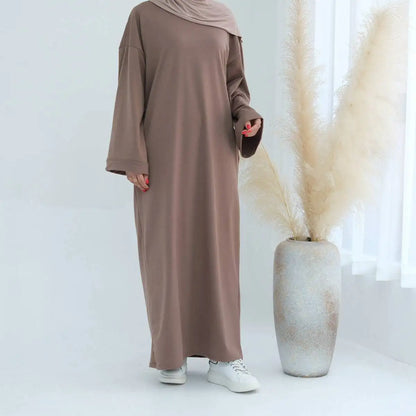 Solid Color Plain Abaya Dress