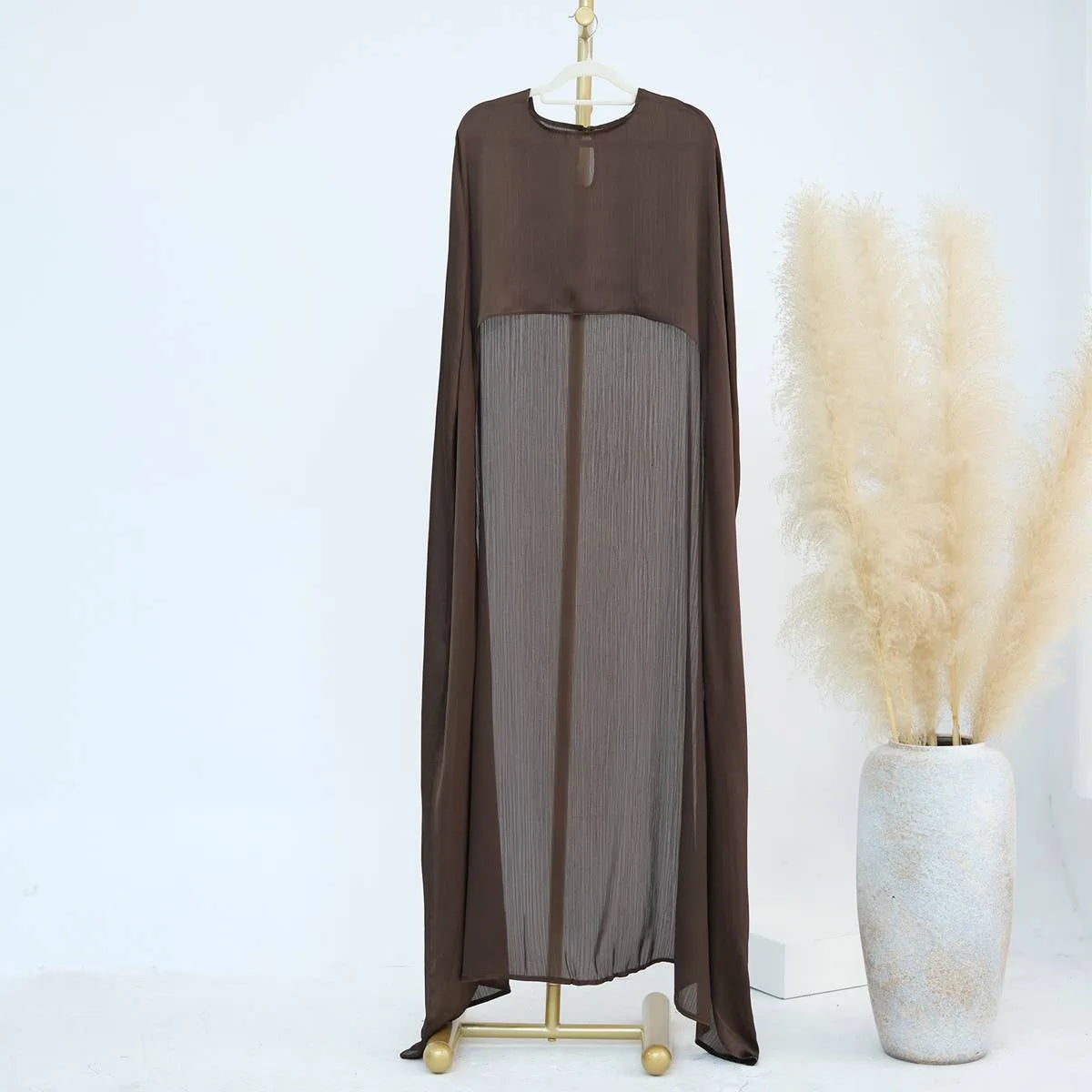 2 Pieces Set Chiffon Cloak Satin Abaya Dress #24920