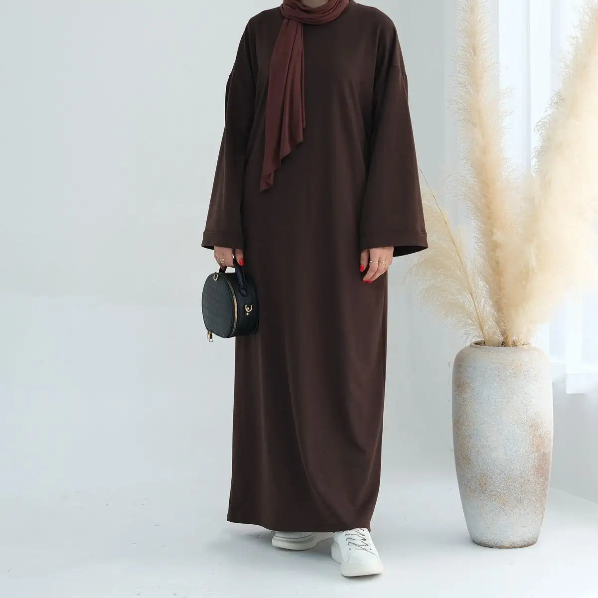 Solid Color Plain Abaya Dress