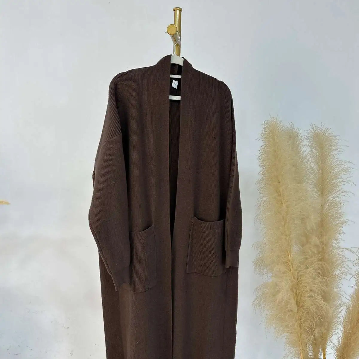 Winter Thick Knitted Abaya Coat And Inner Vest Abaya Dress