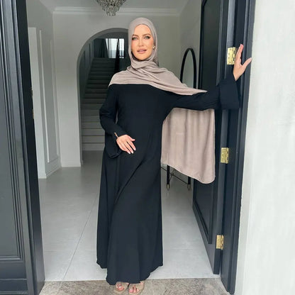 Adjustable Back Strap Linen Cotton Blended Abaya Dress #25948