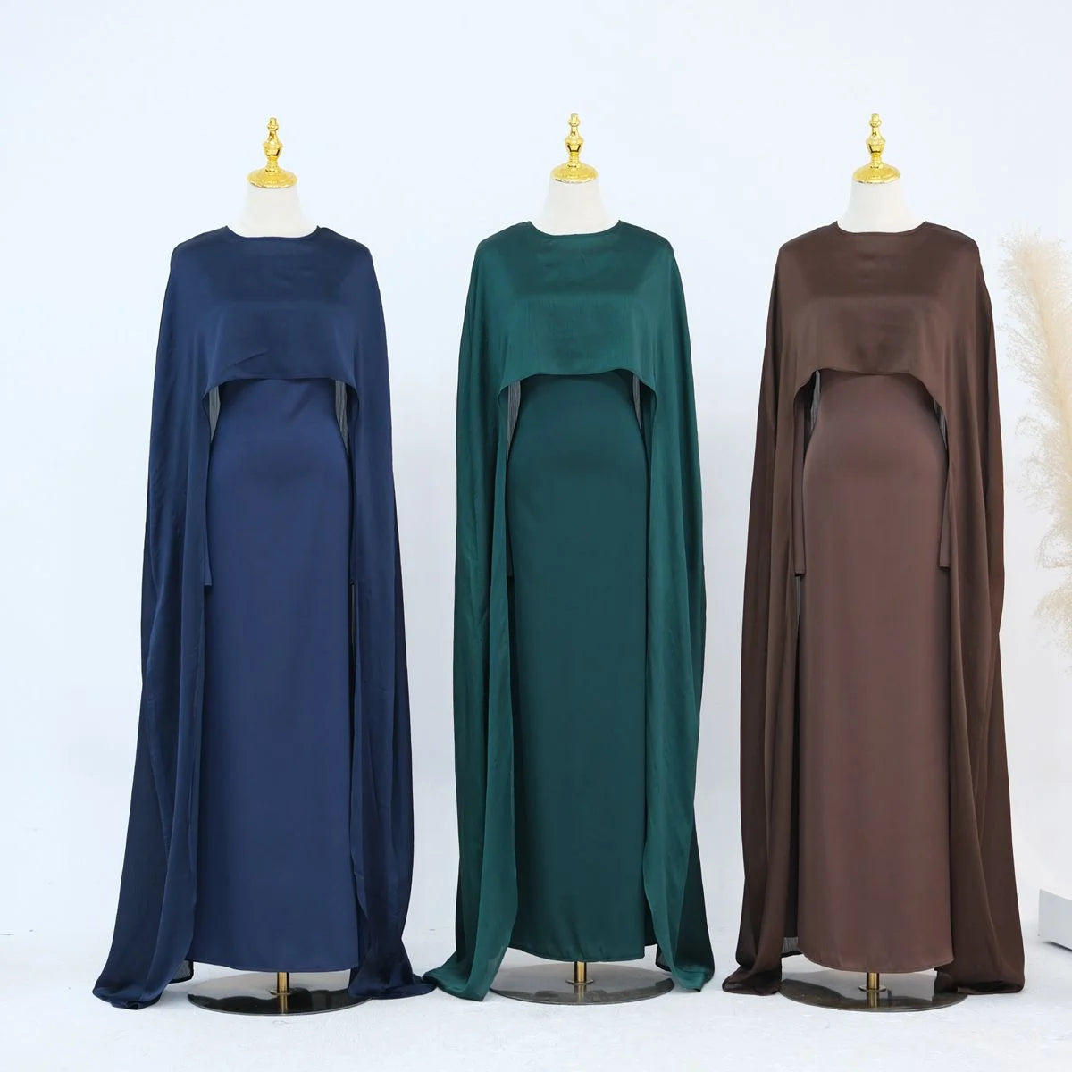 2 Pieces Set Chiffon Satin Abaya Dress #24920