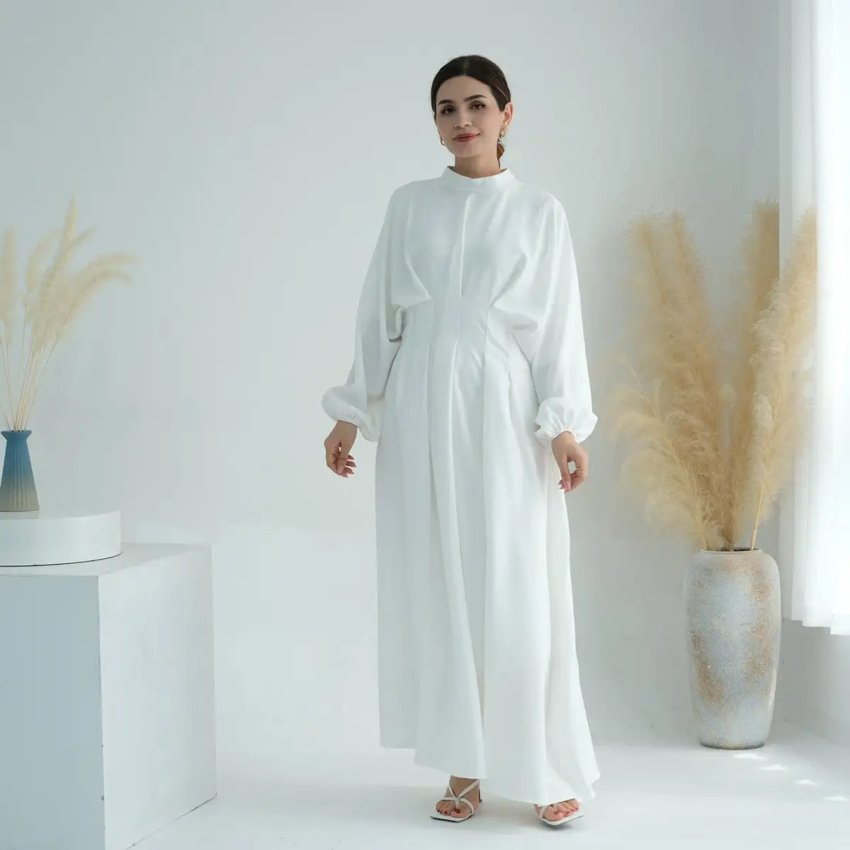 linen muslim dress WhiteNur Linen Maxi Dress