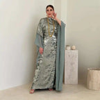 Bronzing Batwing Sleeve Farasha Abaya Dress For Muslim Women #25233