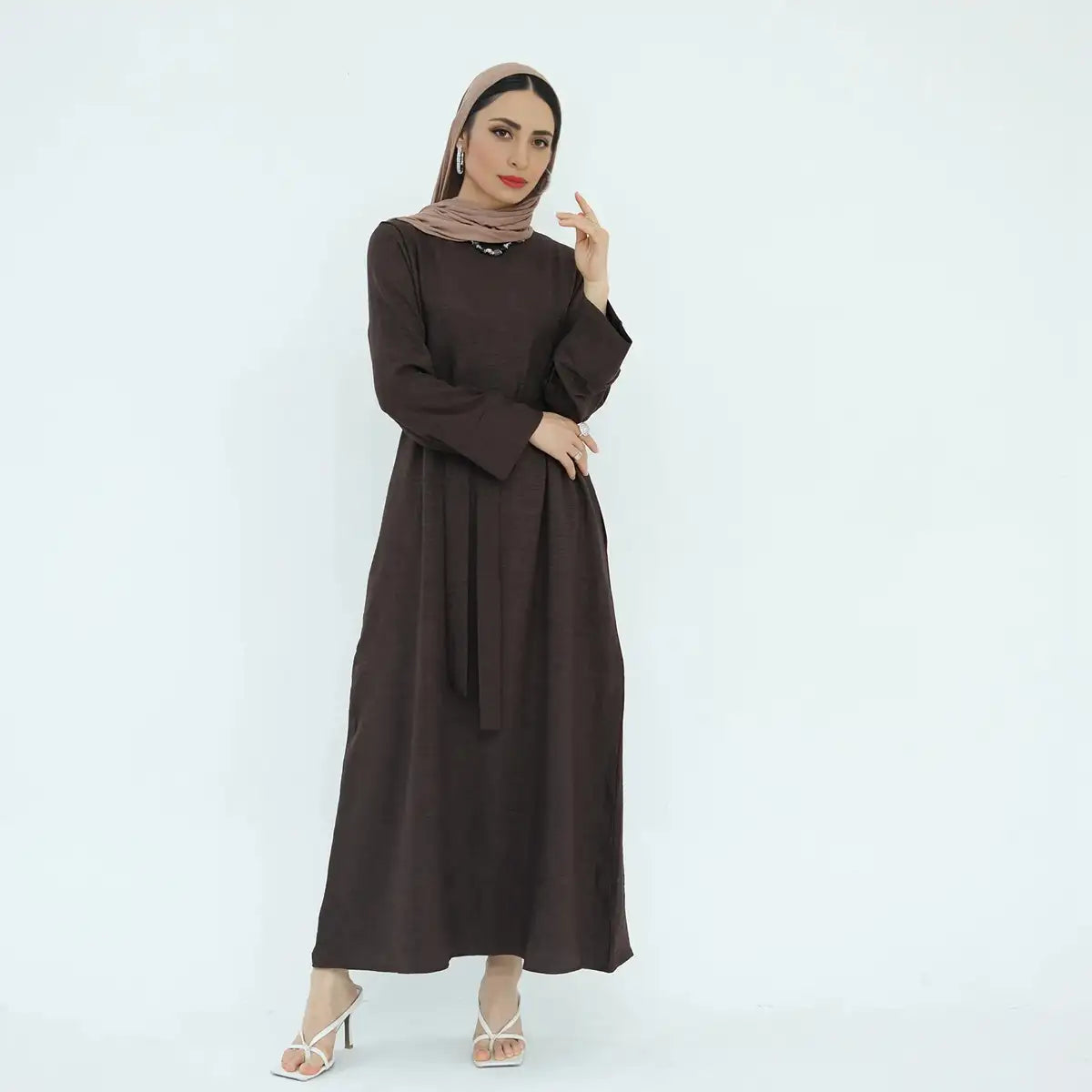 Daily Wear Plain Wrinkle Abaya Dress With Pocket Urgarment Daily Wear Plain Wrinkle Abaya Dress With Pocket Urgarment