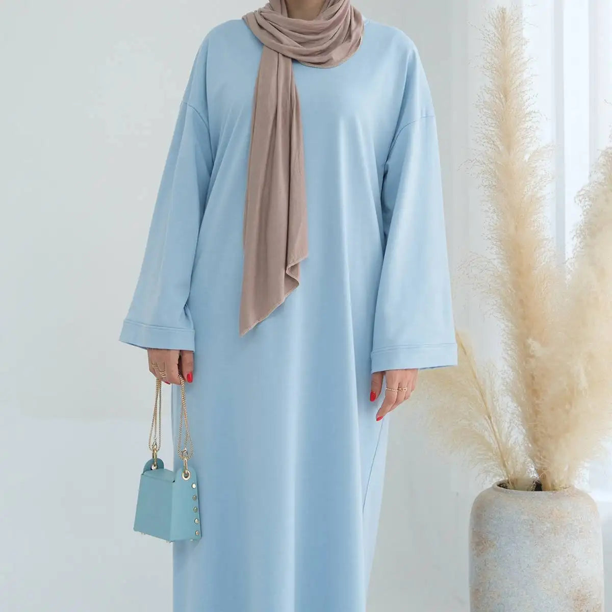 Solid Color Plain Abaya Dress