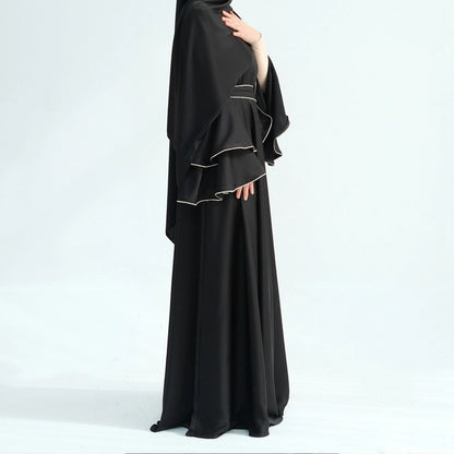 Hand Beading Double-Layered Bell Sleeves Nida Abaya Dress #25935