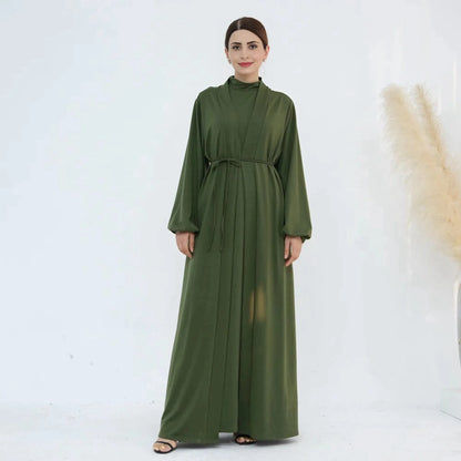 2 Pieces Set Abaya Dress For Muslim Women Modest Fashion