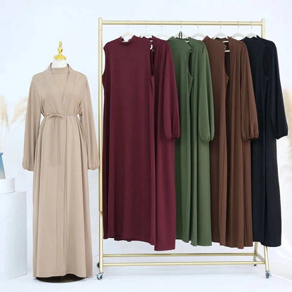 2 Pieces Set Abaya Dress For Muslim Women Modest Fashion