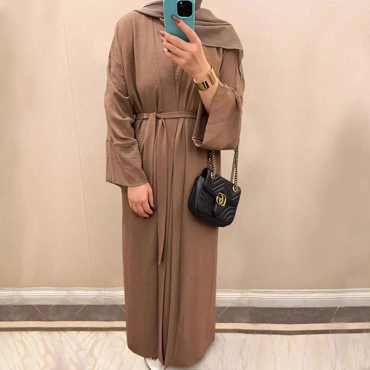 12 Color Options 2 Pieces Set Abaya Dress Arab Women Clothing Suit With Out Abaya And Inner Dress