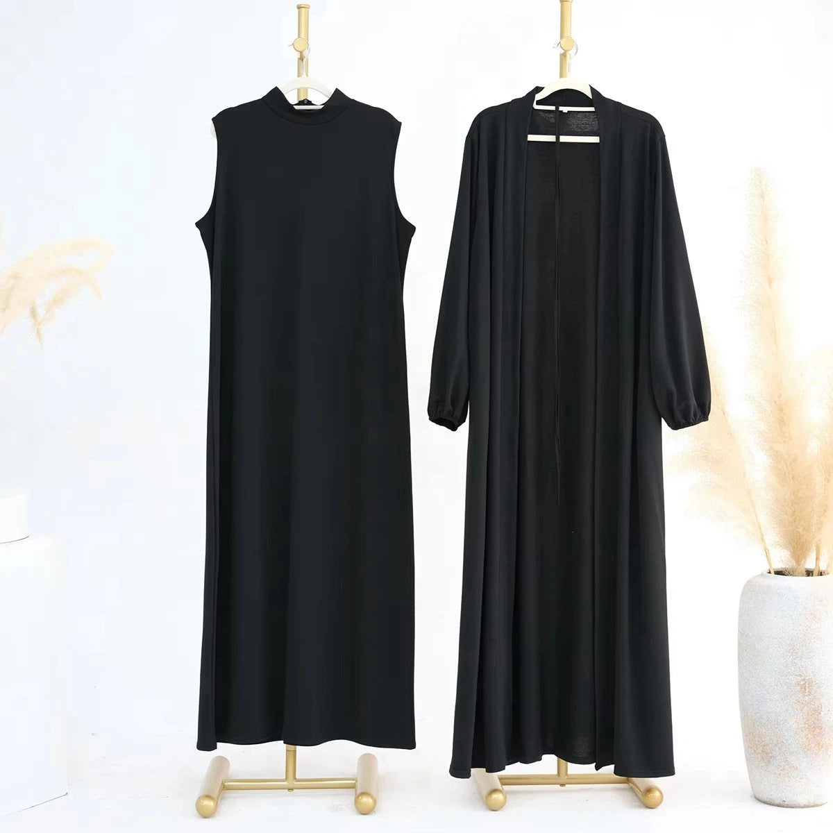 2 Pieces Set Abaya Dress For Muslim Women Modest Fashion