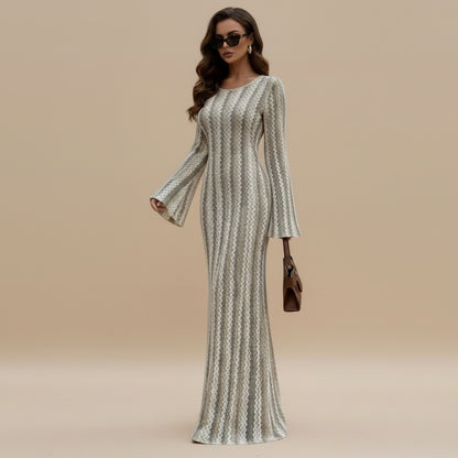 Rainbow Jacquard Double-layer Abaya Dress #261374