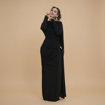 Muslim Women Double Layer Abaya Dress With Cape #261236