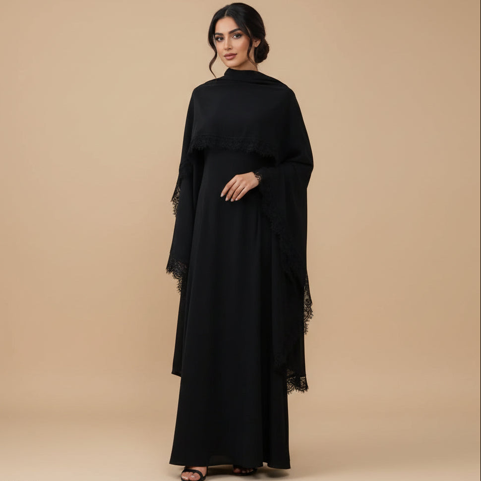 Muslim Women Nida Abaya Dress With Cape #261363