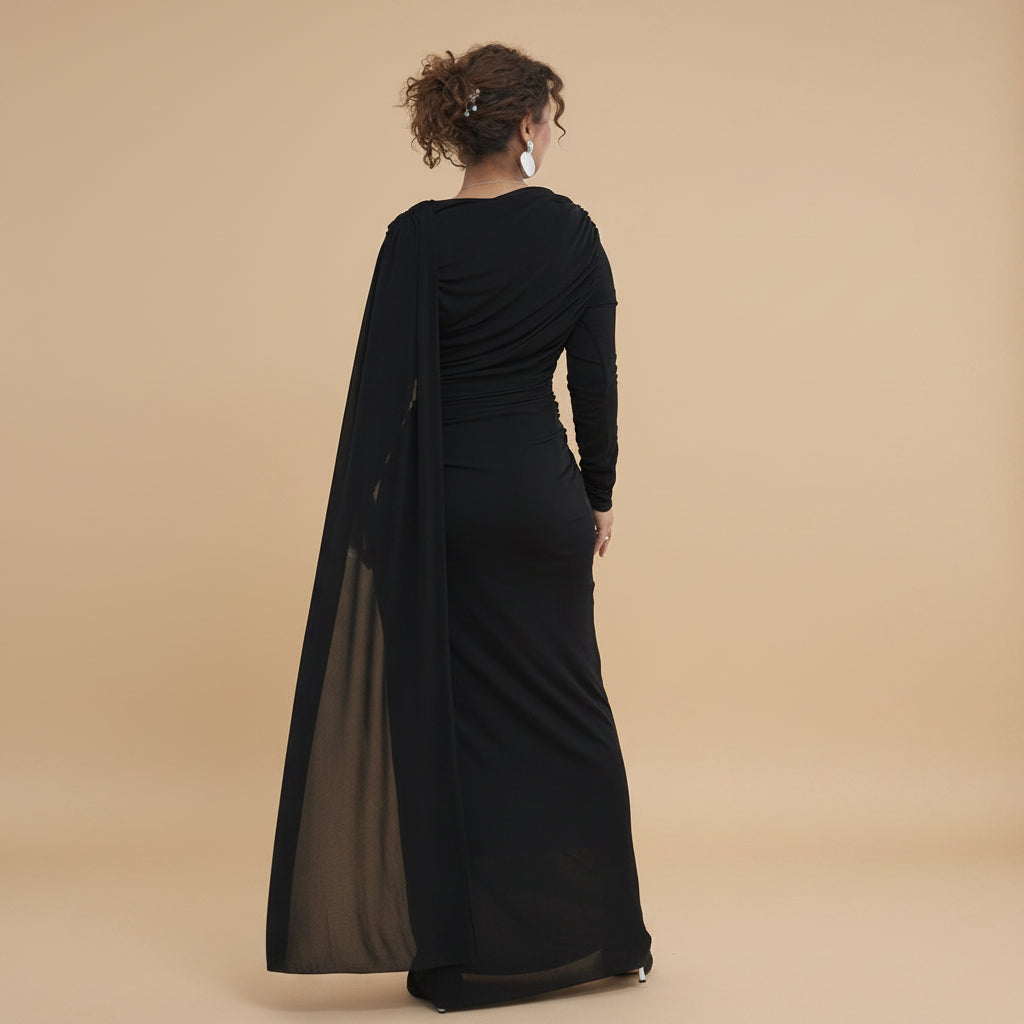 Muslim Women Double Layer Abaya Dress With Cape #261236