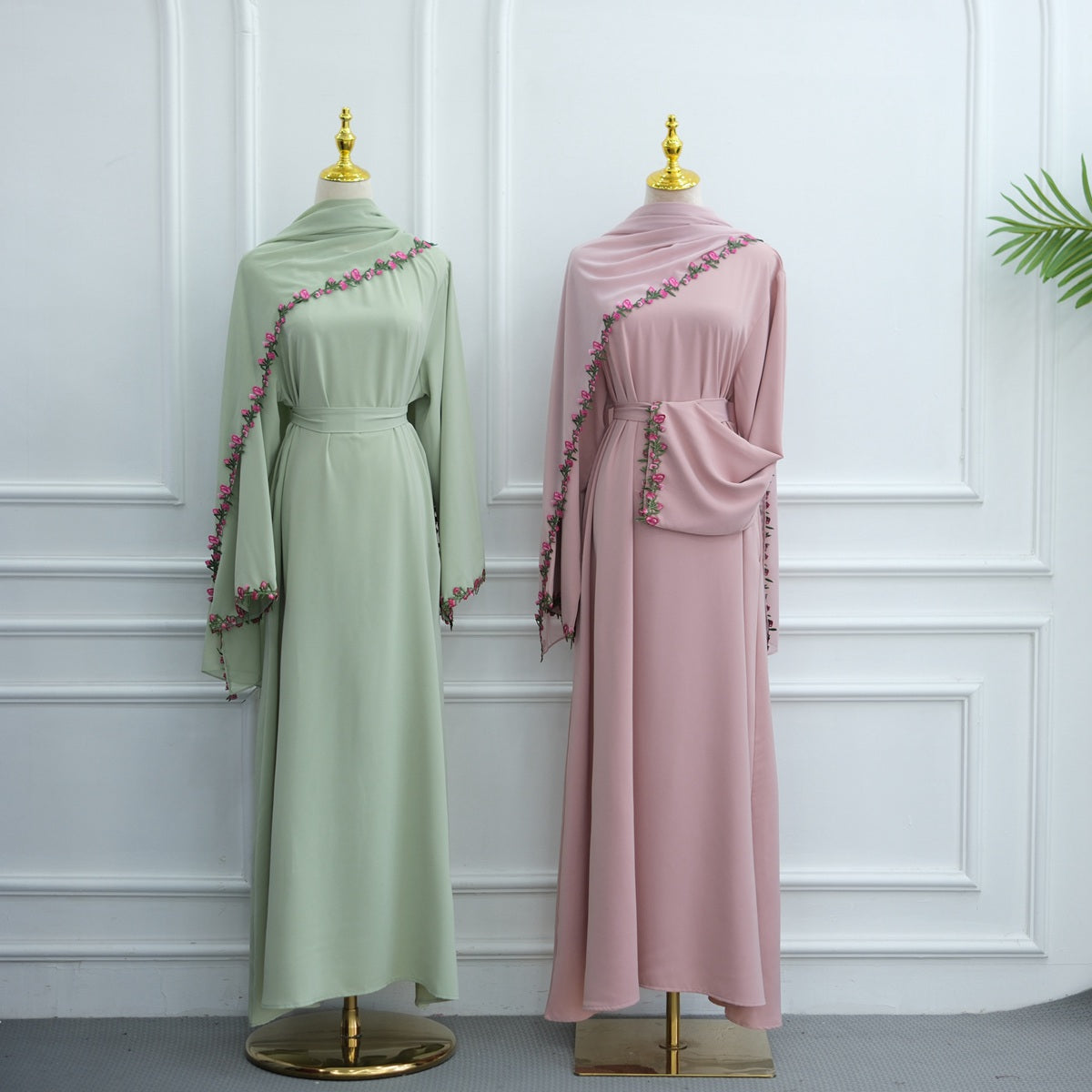 Muslim Women Nida Abaya Dress With A Laced Matching Hijab #261355