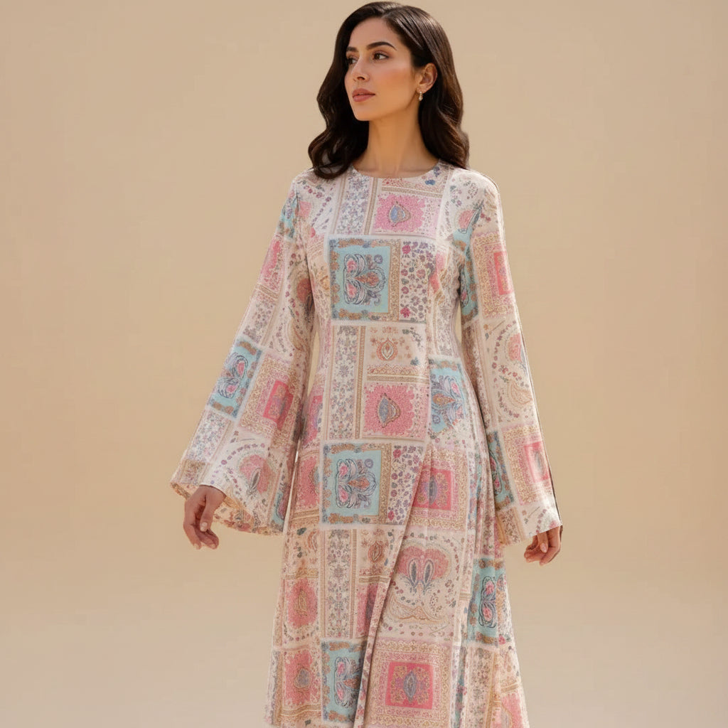 Muslim Women Abaya Dress With Cotton Lining and Back Strap #261377