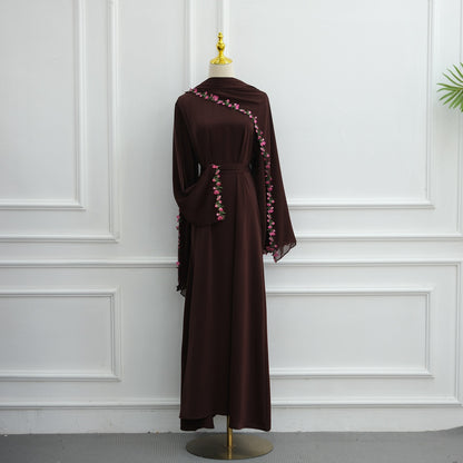 Muslim Women Nida Abaya Dress With A Laced Matching Hijab #261355