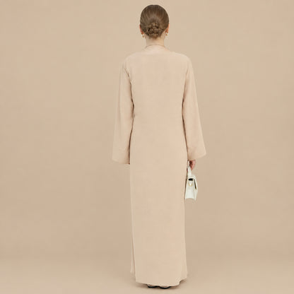Wrinkle Fabric Lace-up Abaya Dress