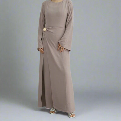 Crepe Abaya Dress With Side Tie Belt #251077