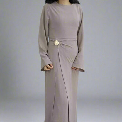 Crepe Abaya Dress With Side Tie Belt #251077