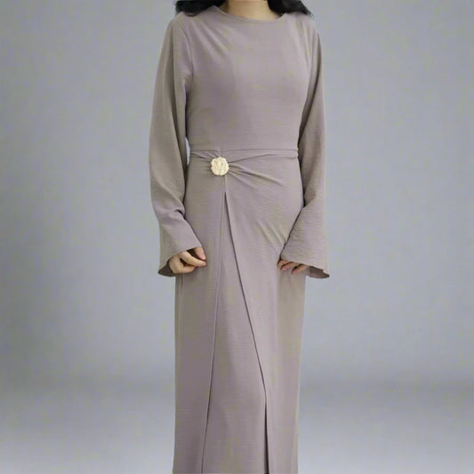 Crepe Abaya Dress With Side Tie Belt #251077