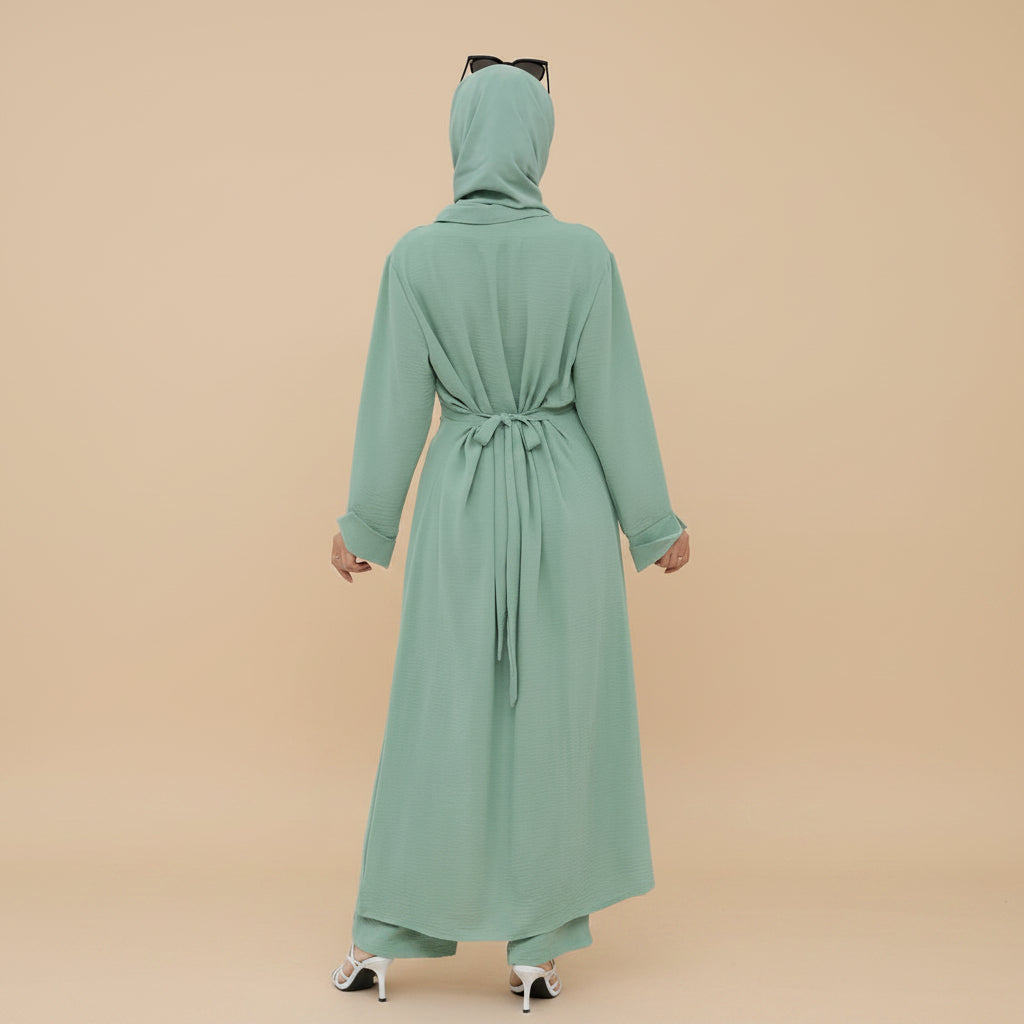 Daily Wear Wrinkle 2 Pieces Set Tops And Pants Abaya #25945