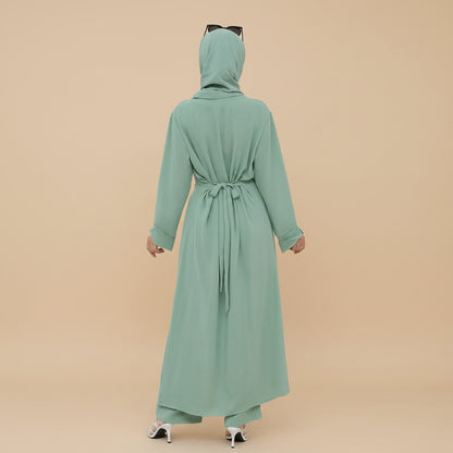 Daily Wear Wrinkle 2 Pieces Set Tops And Pants Abaya #25945