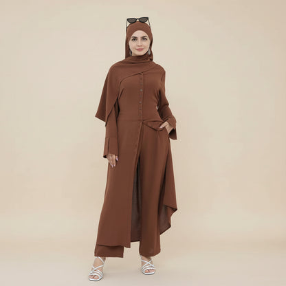Daily Wear Wrinkle 2 Pieces Set Tops And Pants Abaya #25945