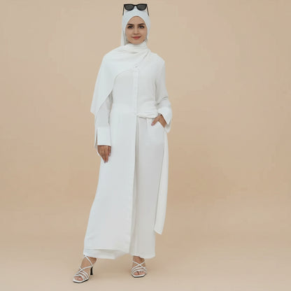 Daily Wear Wrinkle 2 Pieces Set Tops And Pants Abaya #25945