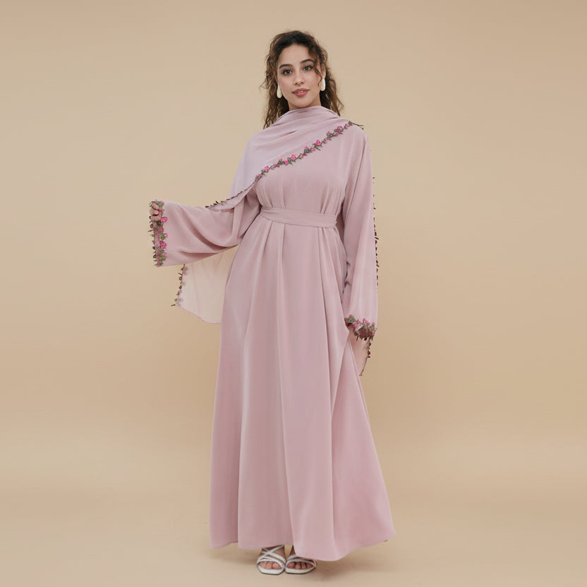 Muslim Women Nida Abaya Dress With A Laced Matching Hijab #261355